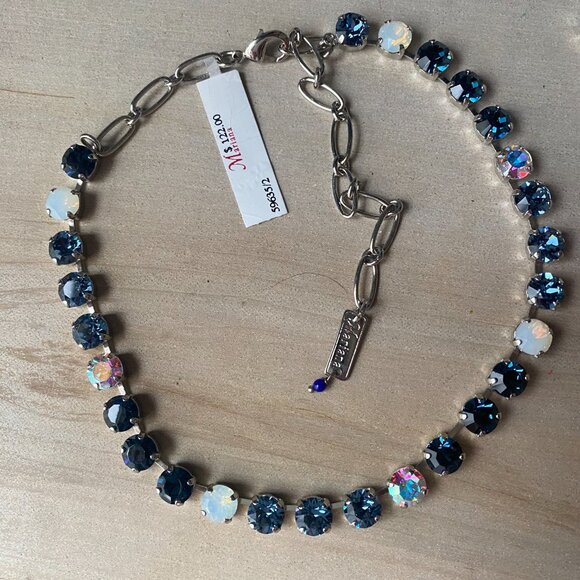 Mariana Navy Blue Swarovski Crystal NWT Rhodium Plated Silver Sparkle Necklace - Picture 7 of 10